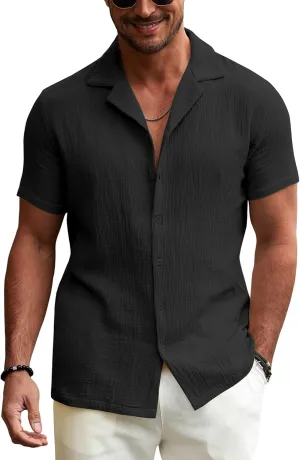URRU Men's Shirts Short Sleeve Button Down Tropical Holiday Beach Hawaiian Shirts