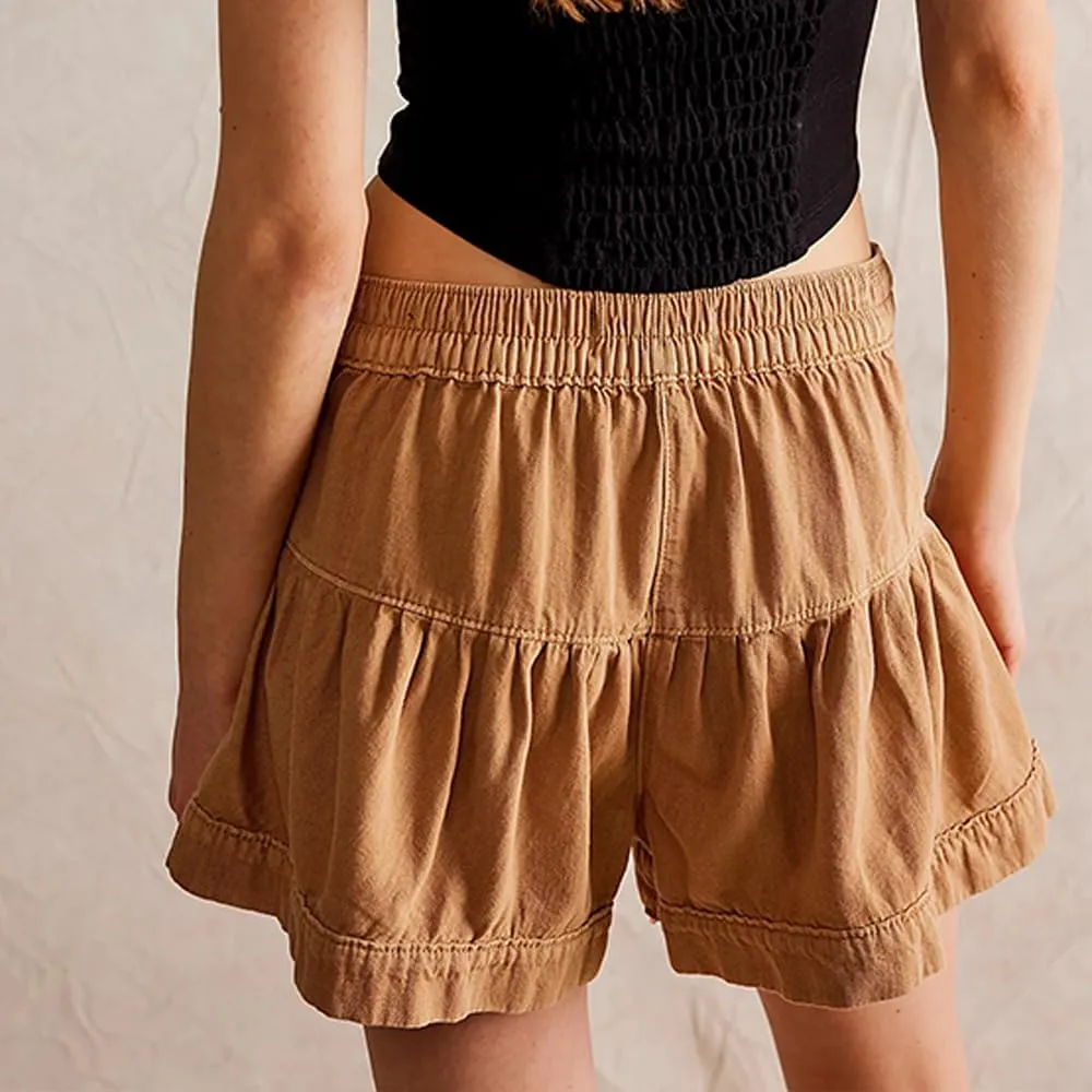 utcoco Women's 2025 Denim Shorts Casual Summer High Waisted Wide Leg Buttons Pleated Ruffle Jean Shorts