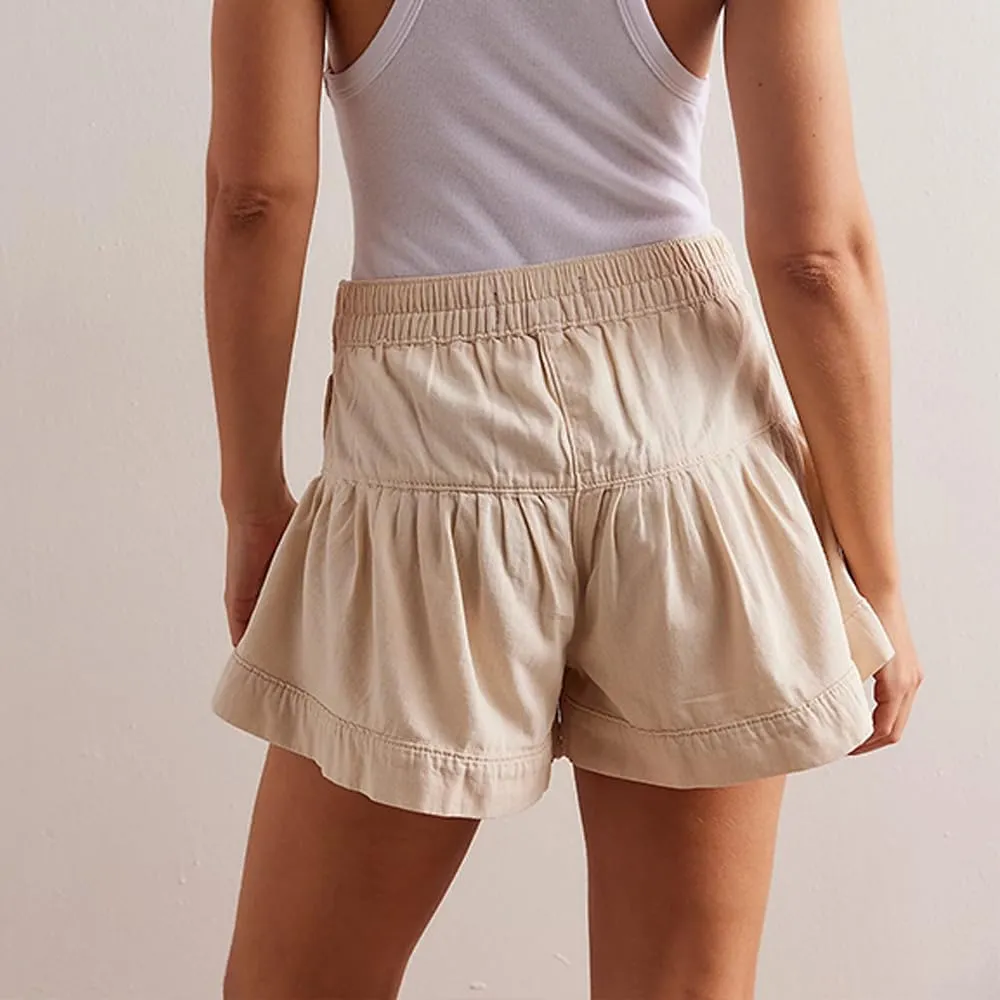 utcoco Women's 2025 Denim Shorts Casual Summer High Waisted Wide Leg Buttons Pleated Ruffle Jean Shorts