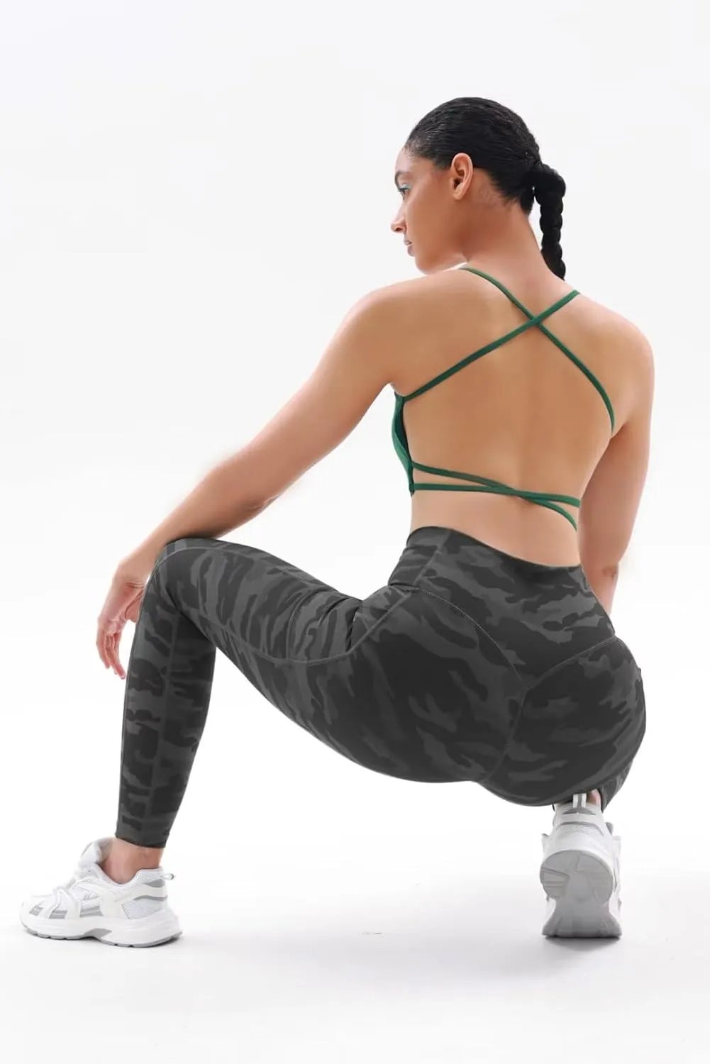 Vertvie Women's High Waisted Leggings Crossover V Waist Butt Lift Yoga Pants Athletic Tummy Control Workout Leggings