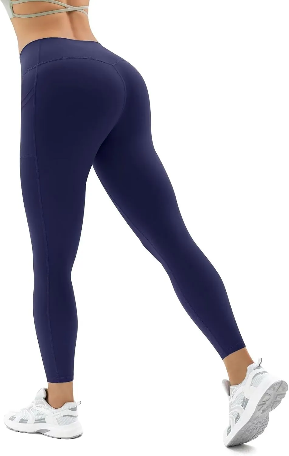 Vertvie Women's High Waisted Leggings Crossover V Waist Butt Lift Yoga Pants Athletic Tummy Control Workout Leggings