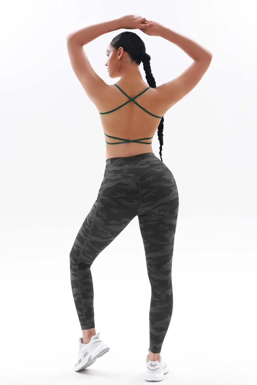 Vertvie Women's High Waisted Leggings Crossover V Waist Butt Lift Yoga Pants Athletic Tummy Control Workout Leggings
