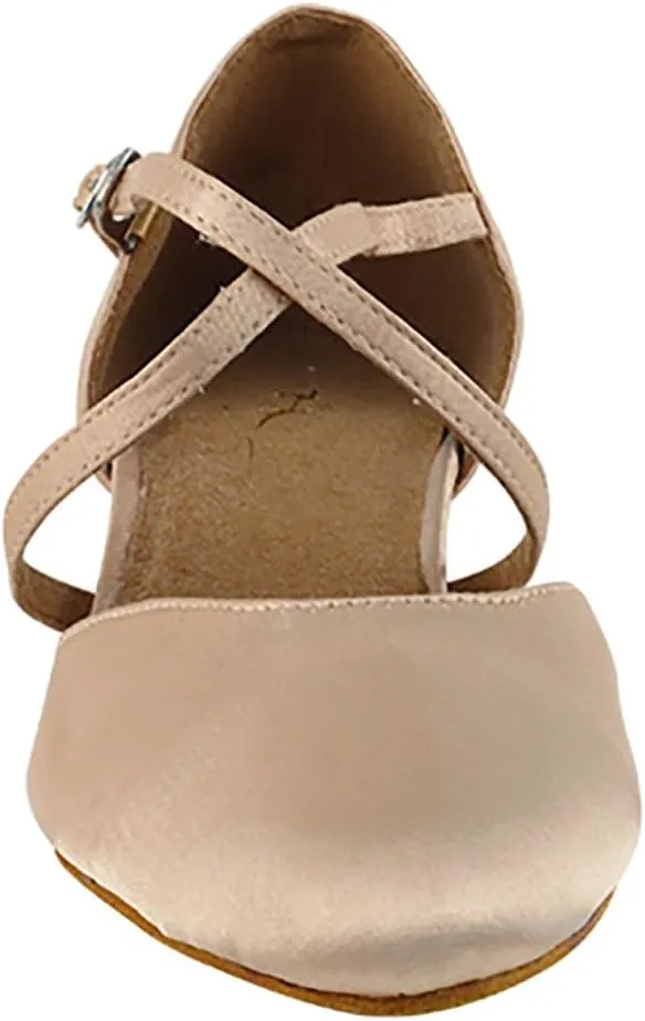 Very Fine Dance Shoes - Ladies Practice, Cuban Low Heel, Waltz Ballroom Dance Shoes - 9691FT - 1-inch Heel and Foldable Brush Bundle