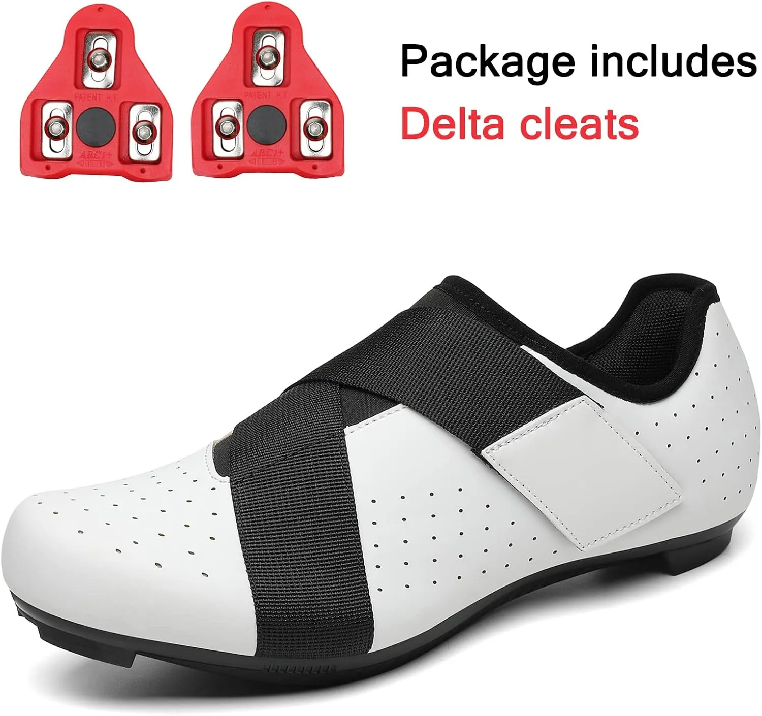 VikoViren Unisex Cycling Shoes Compatible with Peloton Bike with Single Hook & Loop Strap and Delta Cleats Included Perfect for Indoor Road Riding Bike Shoes for Men Women