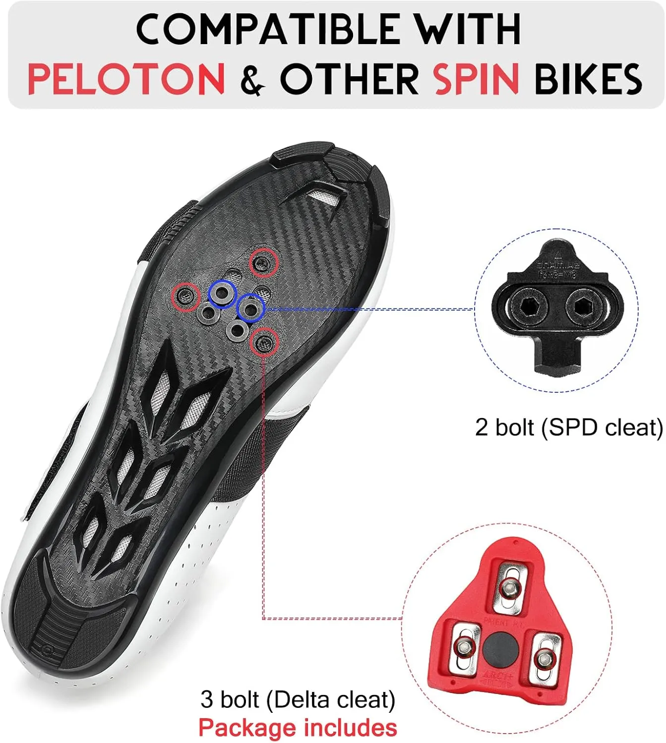 VikoViren Unisex Cycling Shoes Compatible with Peloton Bike with Single Hook & Loop Strap and Delta Cleats Included Perfect for Indoor Road Riding Bike Shoes for Men Women