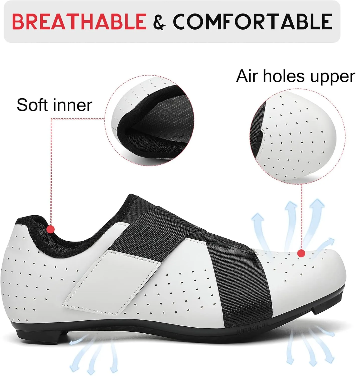VikoViren Unisex Cycling Shoes Compatible with Peloton Bike with Single Hook & Loop Strap and Delta Cleats Included Perfect for Indoor Road Riding Bike Shoes for Men Women