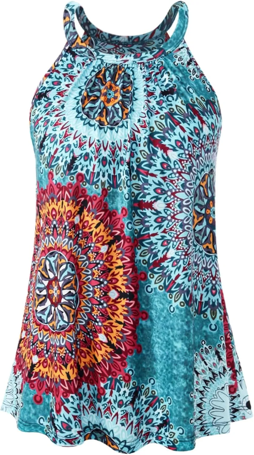 Vislivin Camisole for Women with Built in Bra Halter Neck Tanks Plead Loose Fit Cami