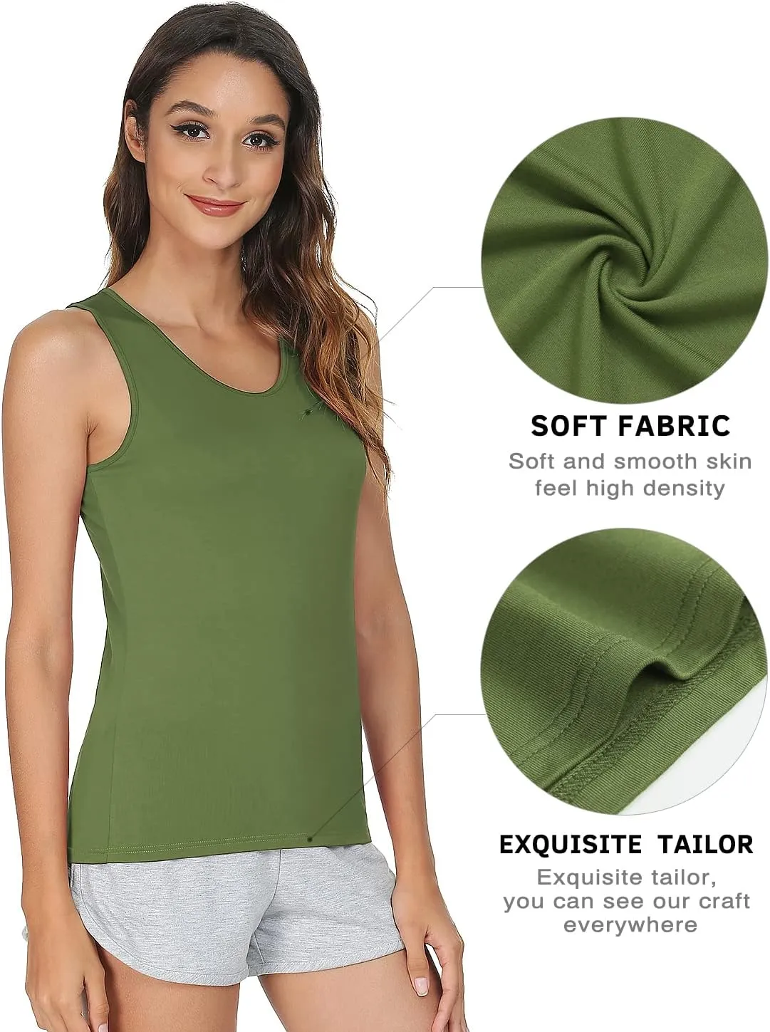 Vislivin Womens Supersoft Camisole Stretch Casual Tank Tops