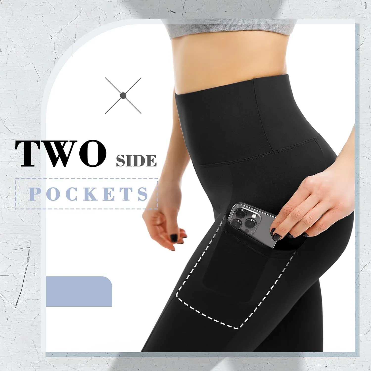Walifrey Leggings with Pockets for Women 2 Packs,Women's High Waisted Yoga Leggings Gym for Workout