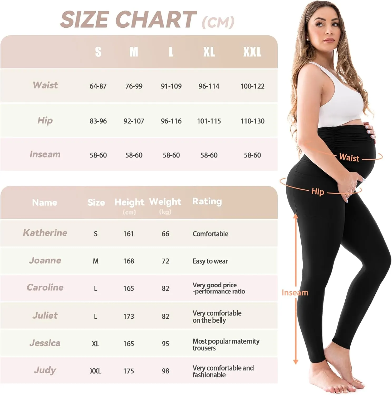 Walifrey Women's Maternity Leggings with Pockets Over The Belly,Pregnancy Yoga Pants Activewear Workout Leggings