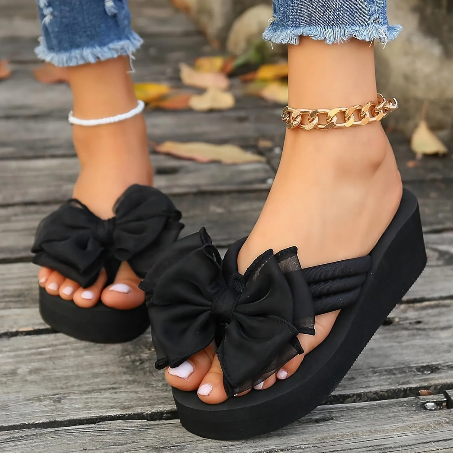 Wedge Flip-Flops for Women Plus Size Platform Sandals Fashion Beach Non Slip Slippers Shoes Women Heels Platform Light