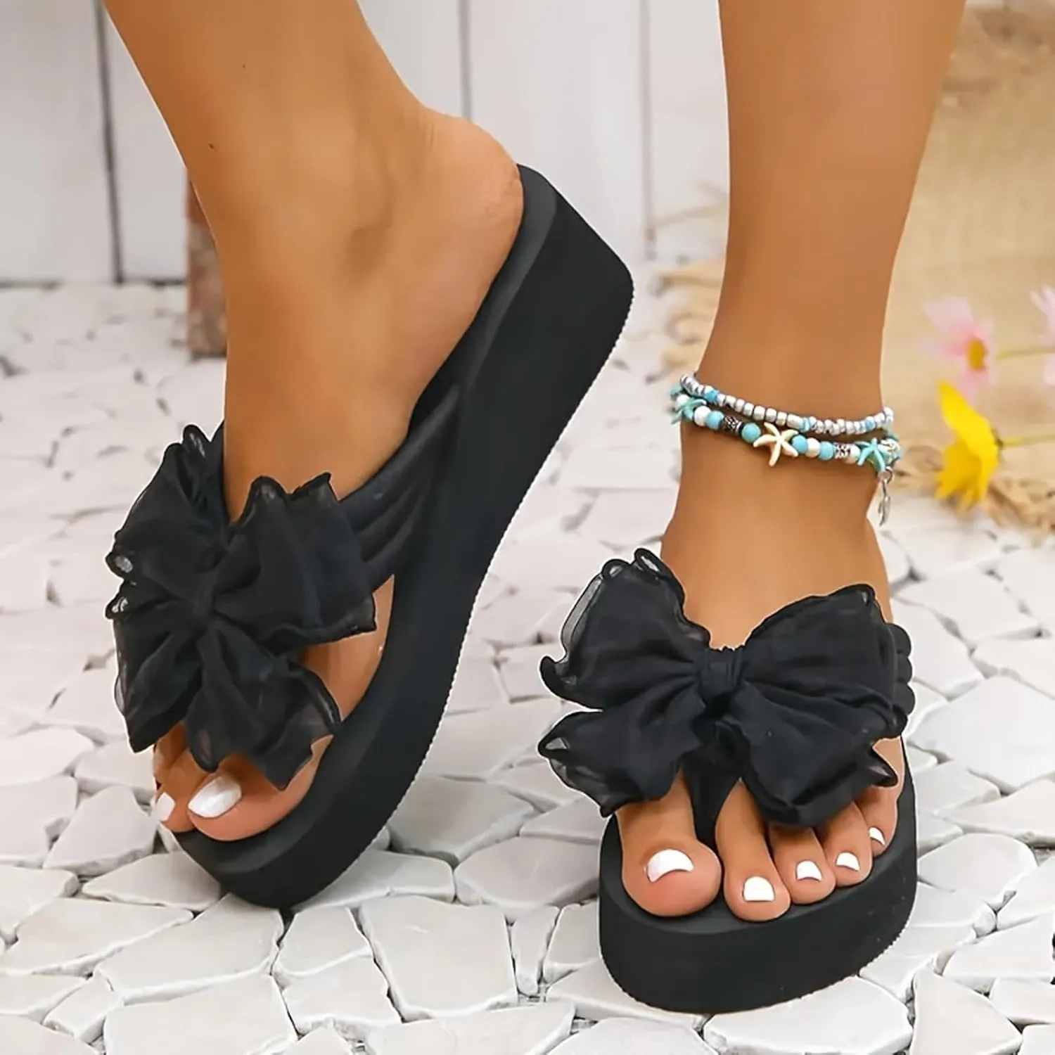Wedge Flip-Flops for Women Plus Size Platform Sandals Fashion Beach Non Slip Slippers Shoes Women Heels Platform Light