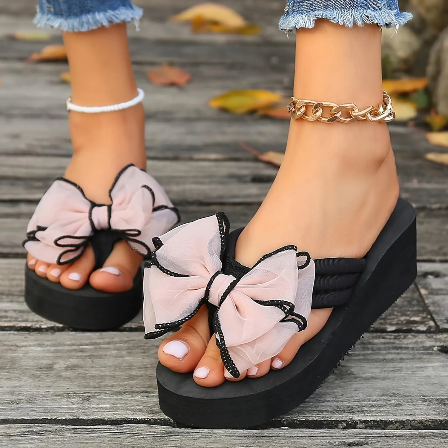 Wedge Flip-Flops for Women Plus Size Platform Sandals Fashion Beach Non Slip Slippers Shoes Women Heels Platform Light