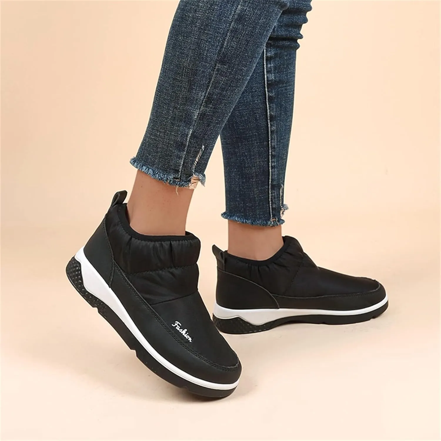 Winter Boots for Women Wide Width Non Slip Winter Boots for Women Waterproof Women Waterproof Winter Boots Tall Snow Boots for Women Botas De Invierno Para Mujer Negros De Piel