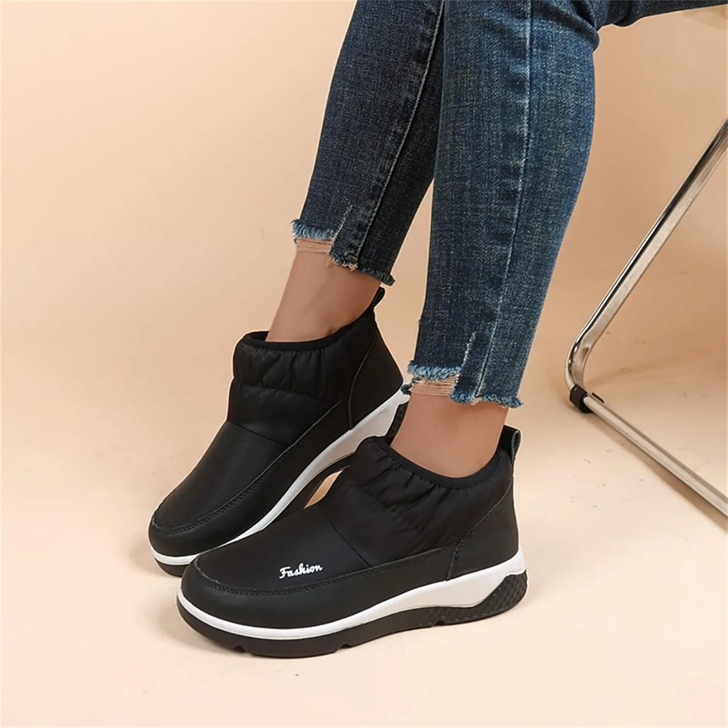Winter Boots for Women Wide Width Non Slip Winter Boots for Women Waterproof Women Waterproof Winter Boots Tall Snow Boots for Women Botas De Invierno Para Mujer Negros De Piel