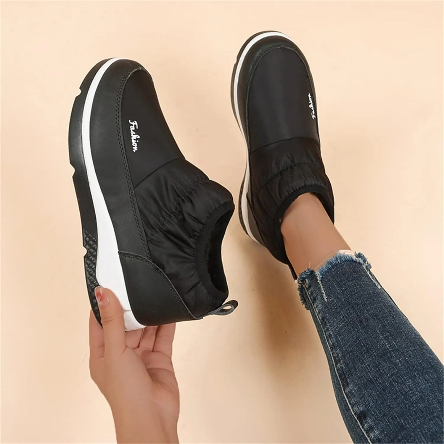 Winter Boots for Women Wide Width Non Slip Winter Boots for Women Waterproof Women Waterproof Winter Boots Tall Snow Boots for Women Botas De Invierno Para Mujer Negros De Piel