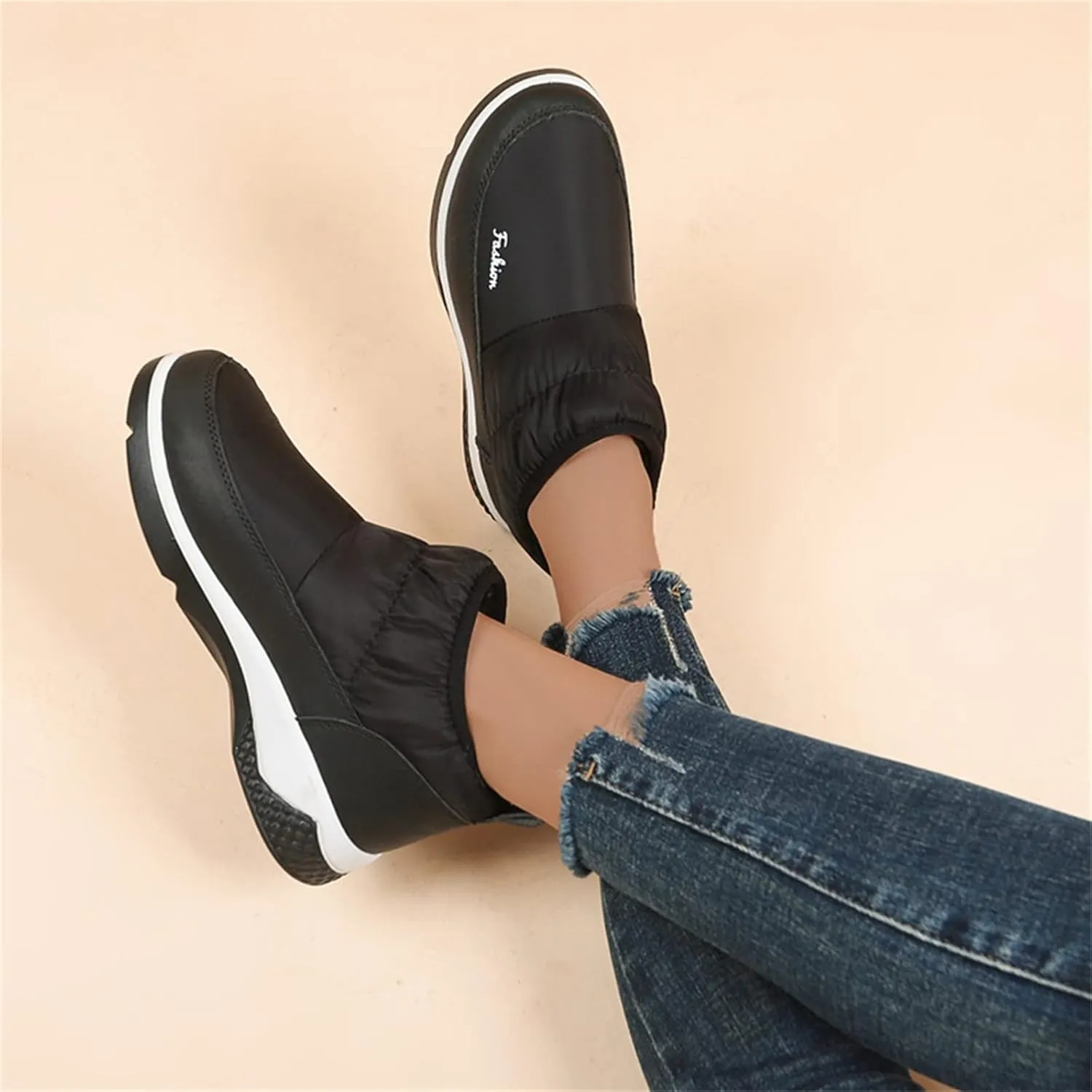 Winter Boots for Women Wide Width Non Slip Winter Boots for Women Waterproof Women Waterproof Winter Boots Tall Snow Boots for Women Botas De Invierno Para Mujer Negros De Piel