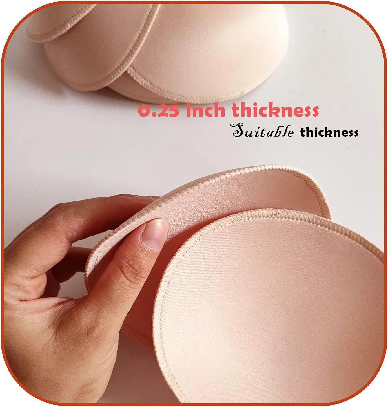 WMugthome 3 Pair Sewn Bra Pads Inserts for Women's Sports Yoga Bra to Hide Nipples or Bra Inserts Push Up