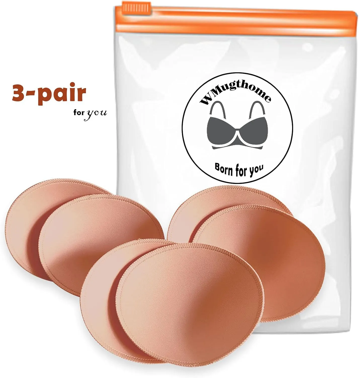 WMugthome 3 Pair Sewn Bra Pads Inserts for Women's Sports Yoga Bra to Hide Nipples or Bra Inserts Push Up