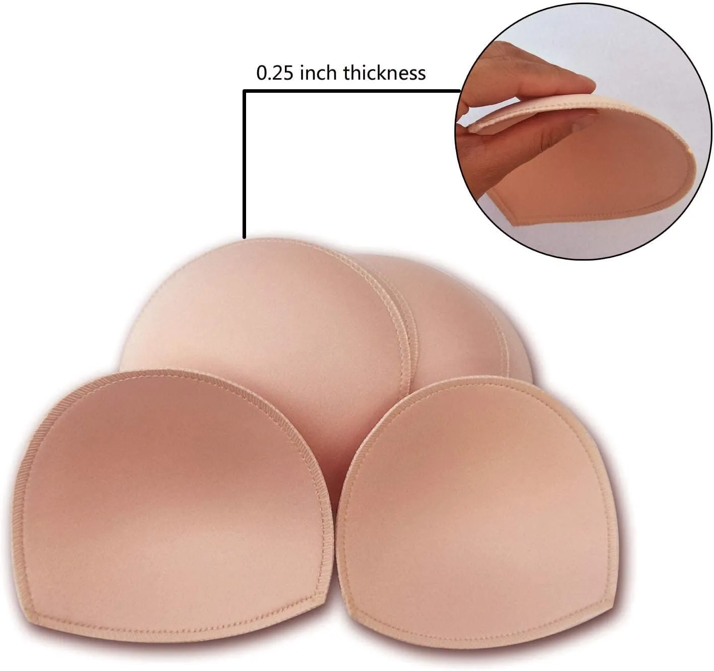 WMugthome 3 Pair Sewn Bra Pads Inserts for Women's Sports Yoga Bra to Hide Nipples or Bra Inserts Push Up