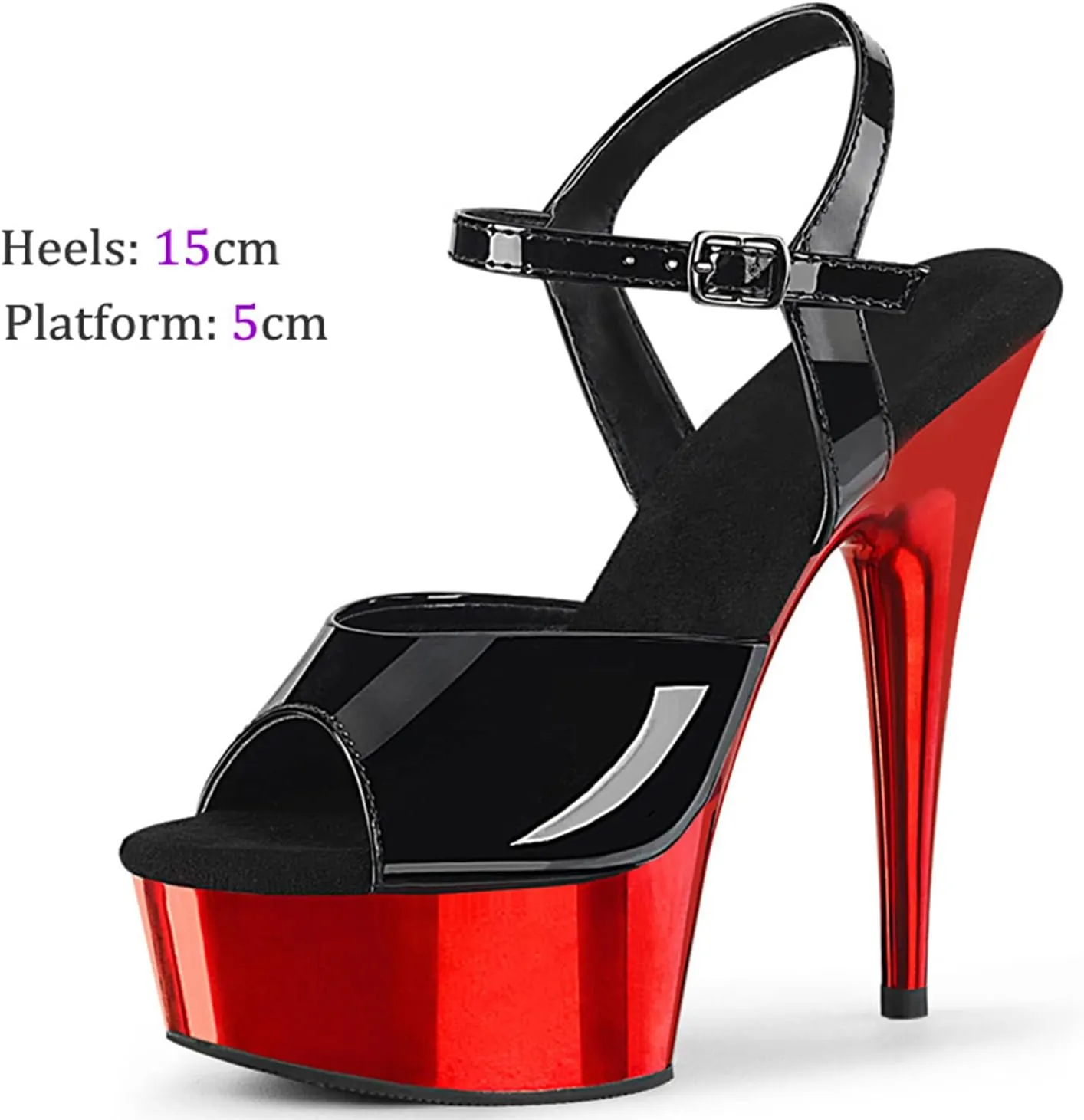 WOilERQ Women's Color Block high Heel Sandals Peep Open Toe Platform Sandals Ankle Straps Dress Shoes for Sexy Nightclub Pole Dancing Stripper Club 5.9 Inch
