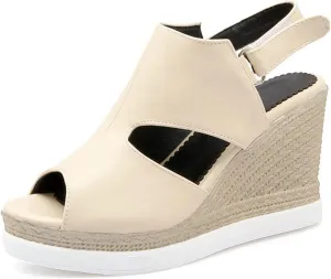 WOilERQ Women's Wedge Sandal Open Toe High Heel Summer Platform Fish Mouth Sandals Slingback Dress Office Party Shoes