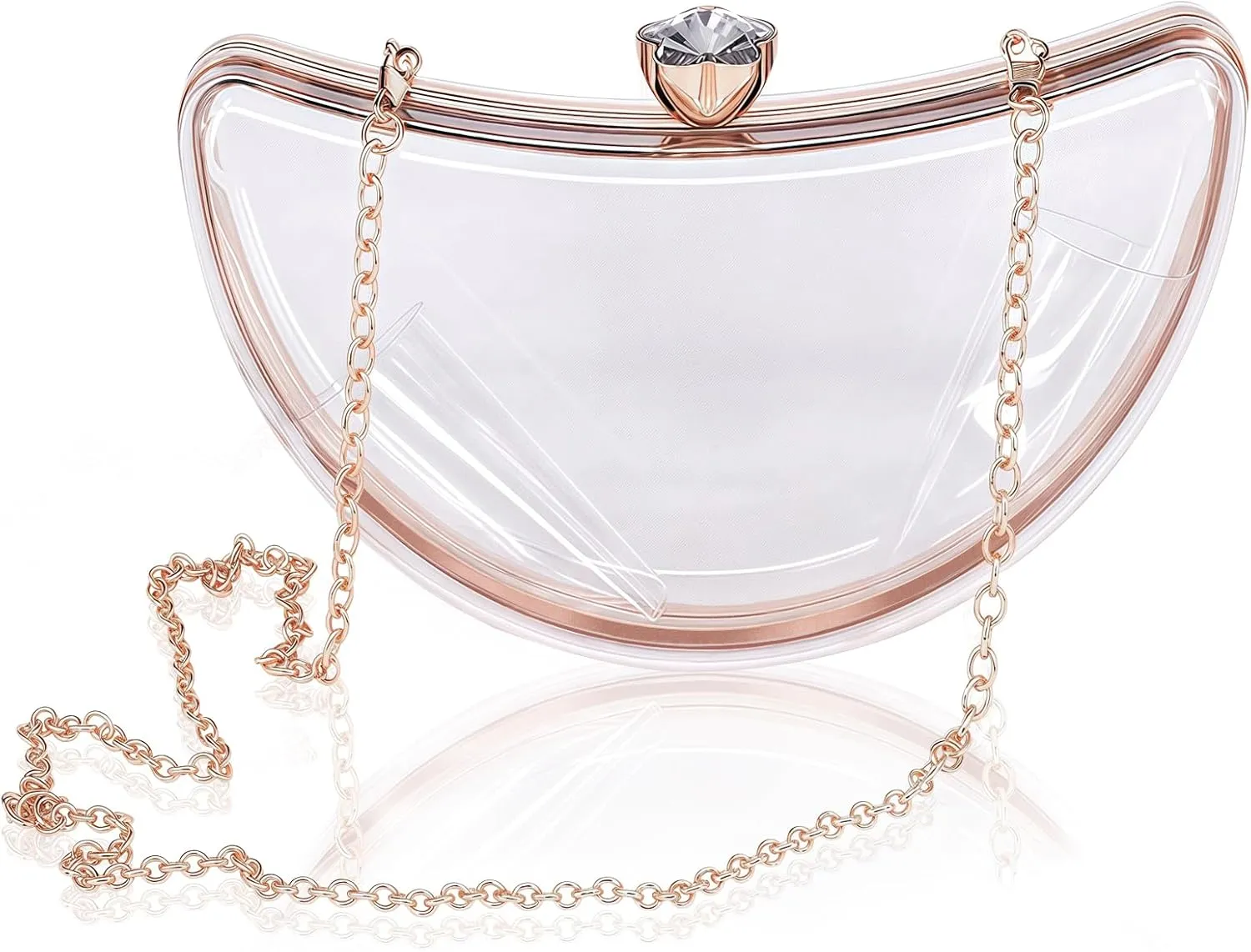 Women Clear Purse Acrylic Clutch Handbag, Transparent Crossbody Bag for Wedding Cocktail Party Banquet(with Removable Chain)