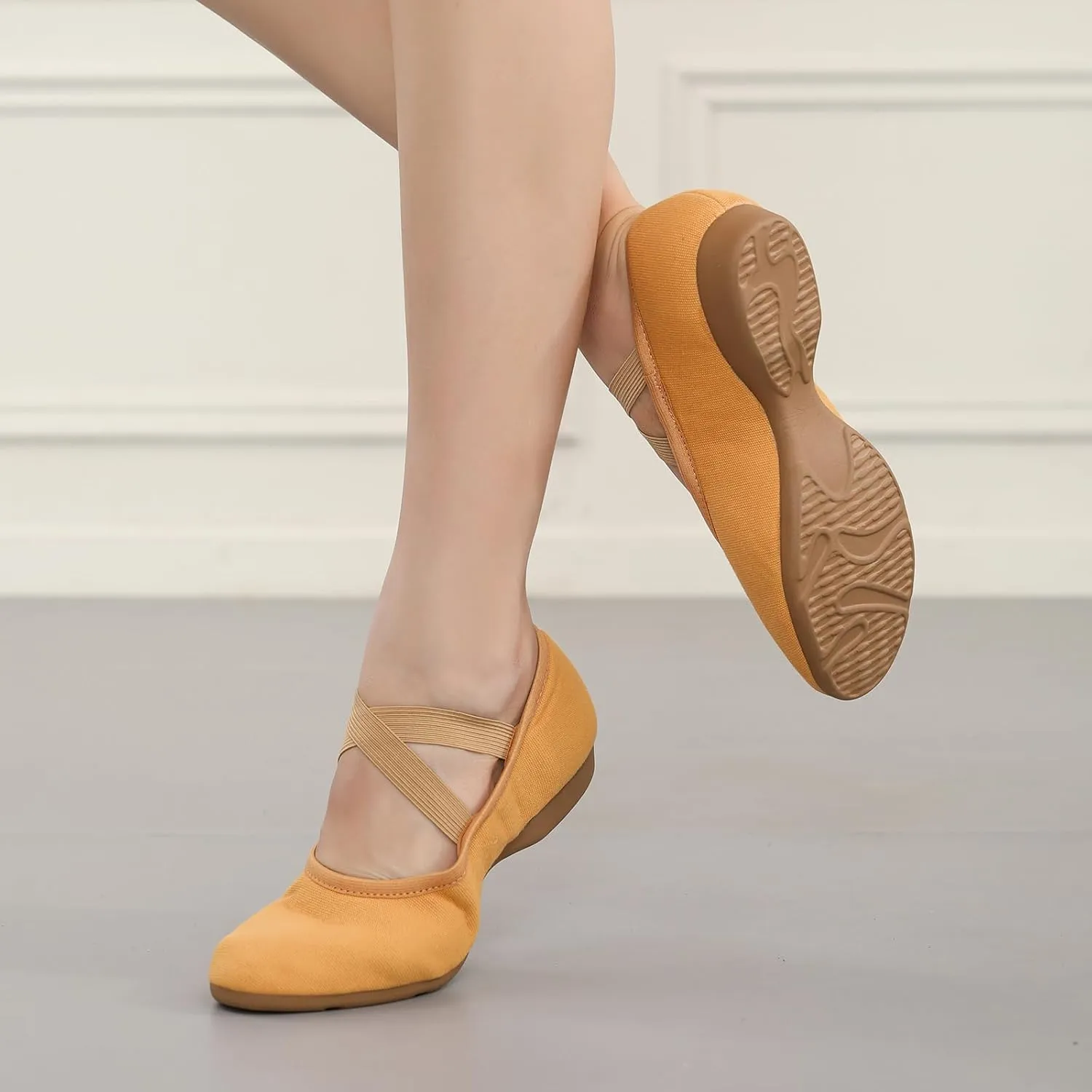 Women Flat Dance Practice Shoes Canvas Ballroom Social Dance Shoes for Beginner