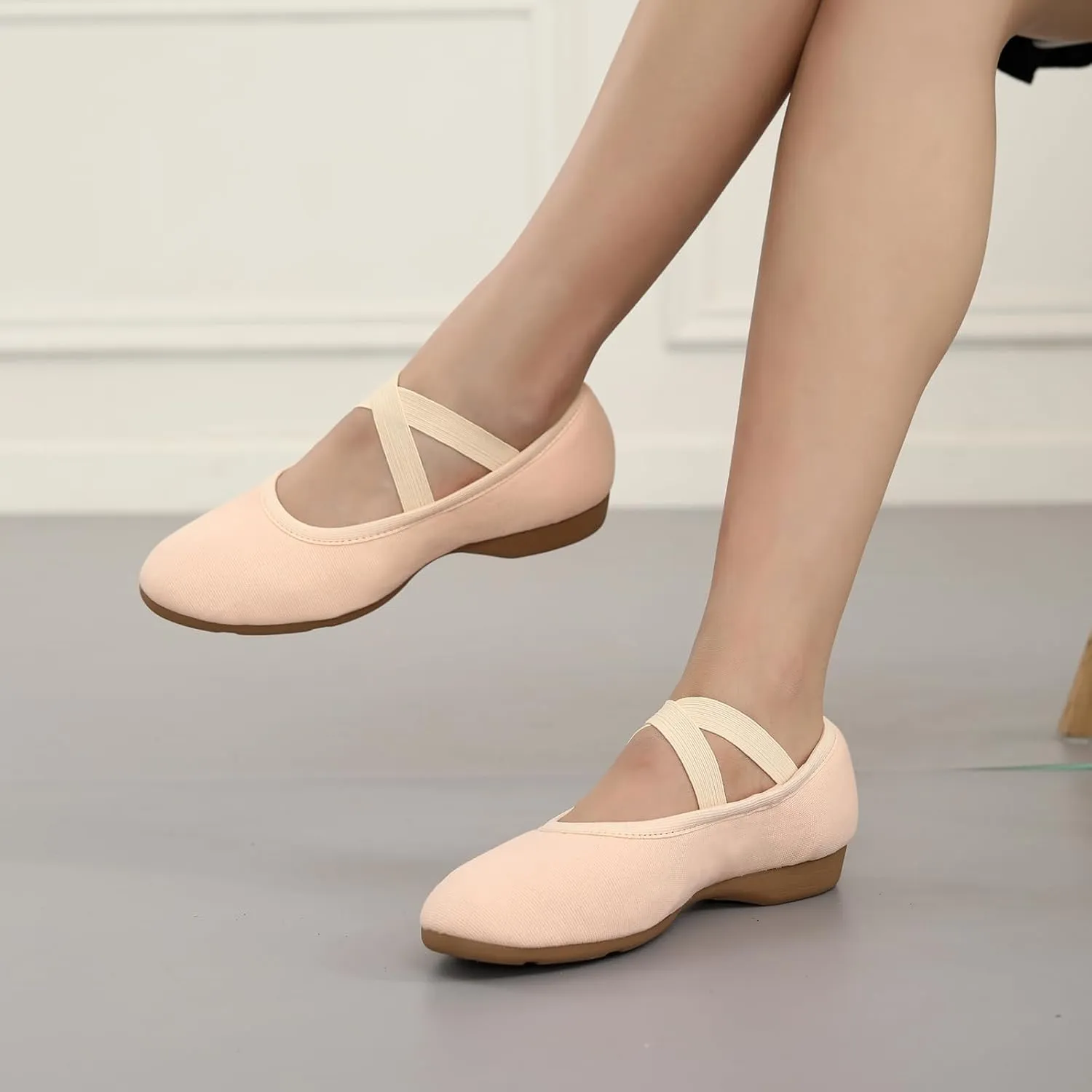 Women Flat Dance Practice Shoes Canvas Ballroom Social Dance Shoes for Beginner