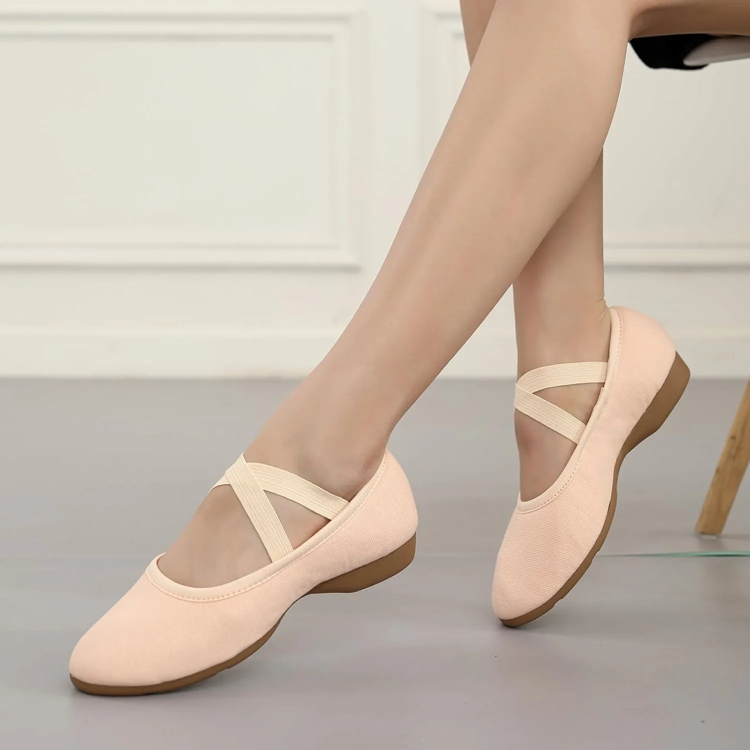 Women Flat Dance Practice Shoes Canvas Ballroom Social Dance Shoes for Beginner