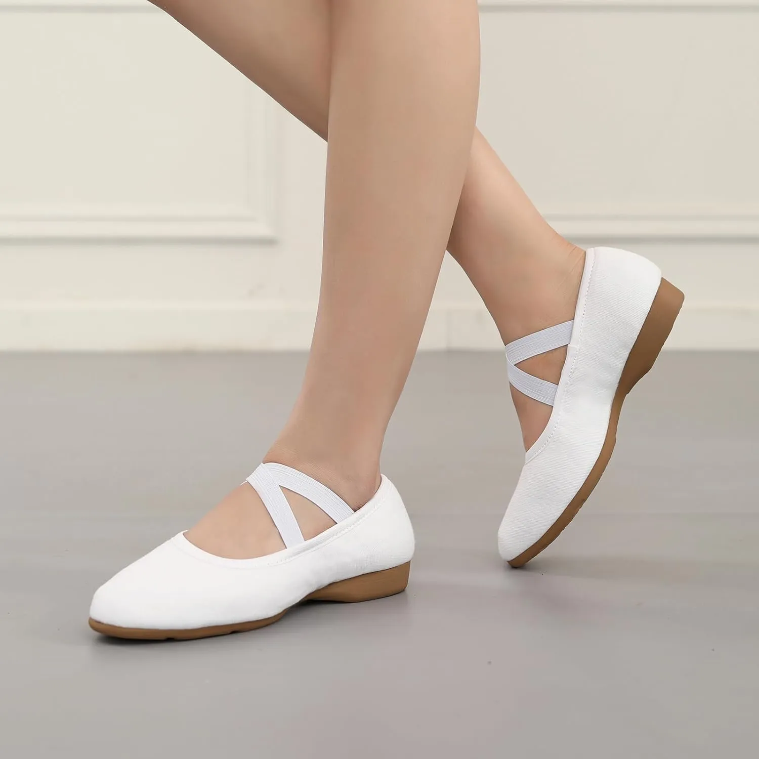 Women Flat Dance Practice Shoes Canvas Ballroom Social Dance Shoes for Beginner