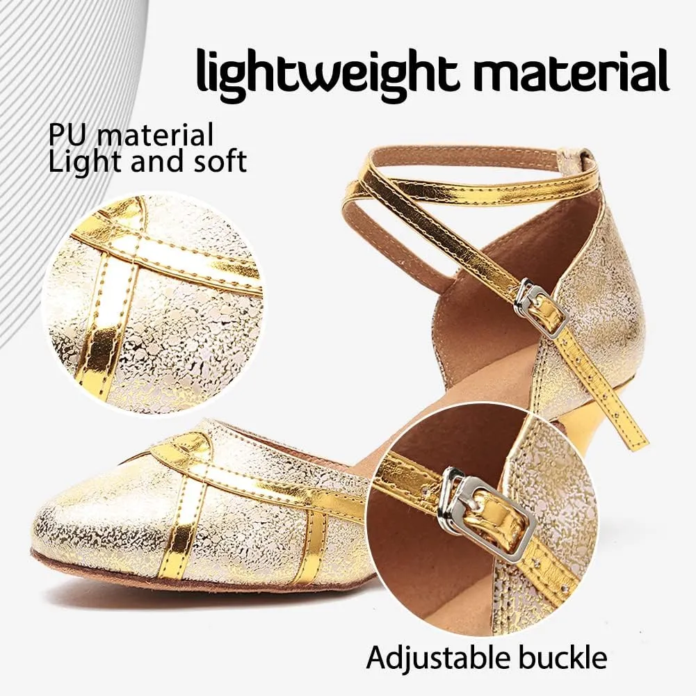 Women Latin Ballroom Dance Shoes Closed Toe Character Salsa Waltz Tango Dance Performance Shoes,Model L246