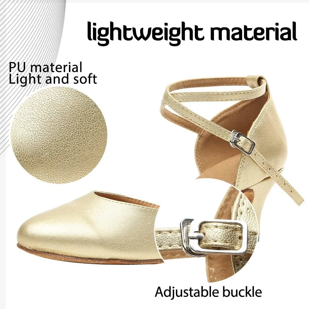 Women Latin Ballroom Dance Shoes Closed Toe Character Salsa Waltz Tango Dance Performance Shoes,Model L246