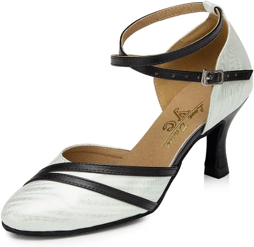 Women Latin Ballroom Dance Shoes Closed Toe Character Salsa Waltz Tango Dance Performance Shoes,Model L246
