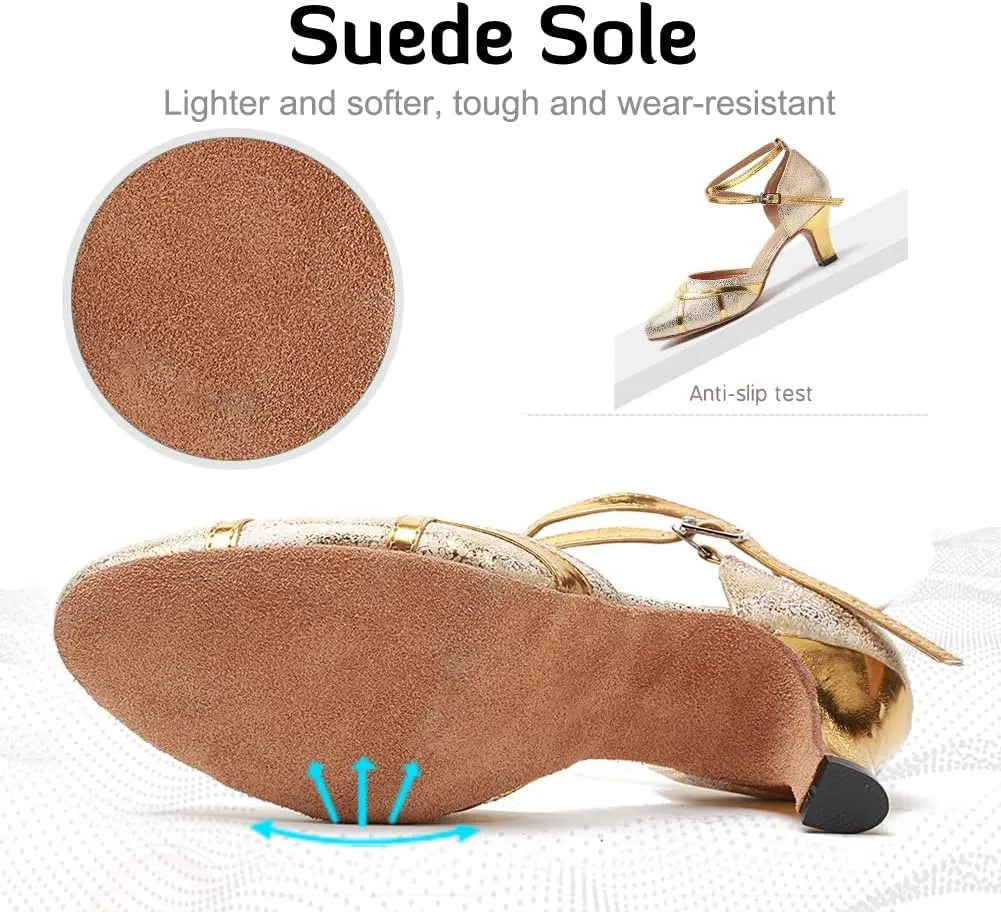 Women Latin Ballroom Dance Shoes Closed Toe Character Salsa Waltz Tango Dance Performance Shoes,Model L246