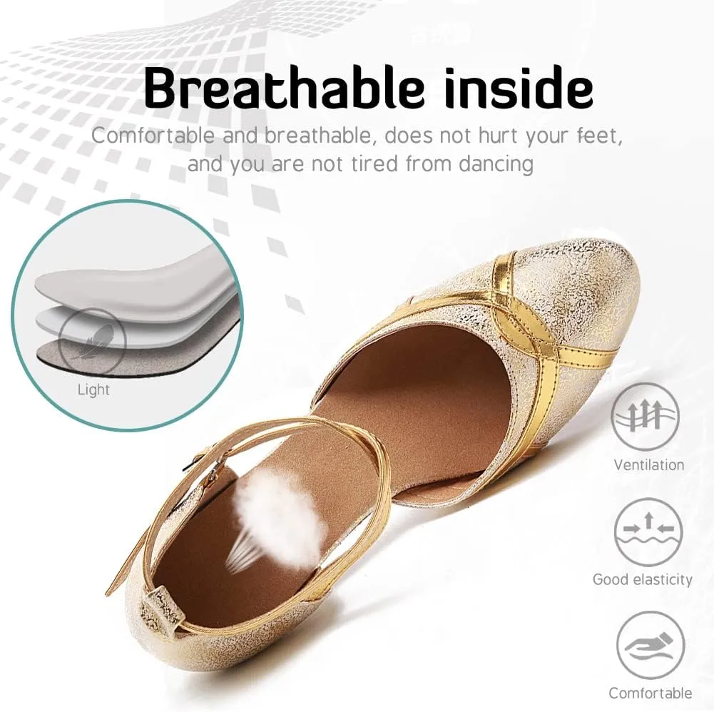 Women Latin Ballroom Dance Shoes Closed Toe Character Salsa Waltz Tango Dance Performance Shoes,Model L246