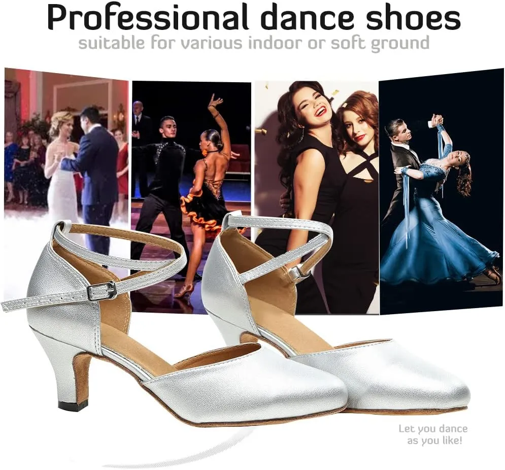 Women Latin Ballroom Dance Shoes Closed Toe Character Salsa Waltz Tango Dance Performance Shoes,Model L246