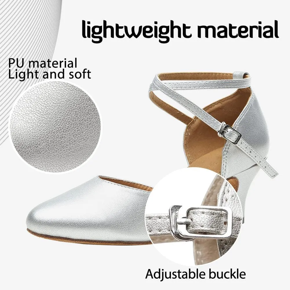 Women Latin Ballroom Dance Shoes Closed Toe Character Salsa Waltz Tango Dance Performance Shoes,Model L246