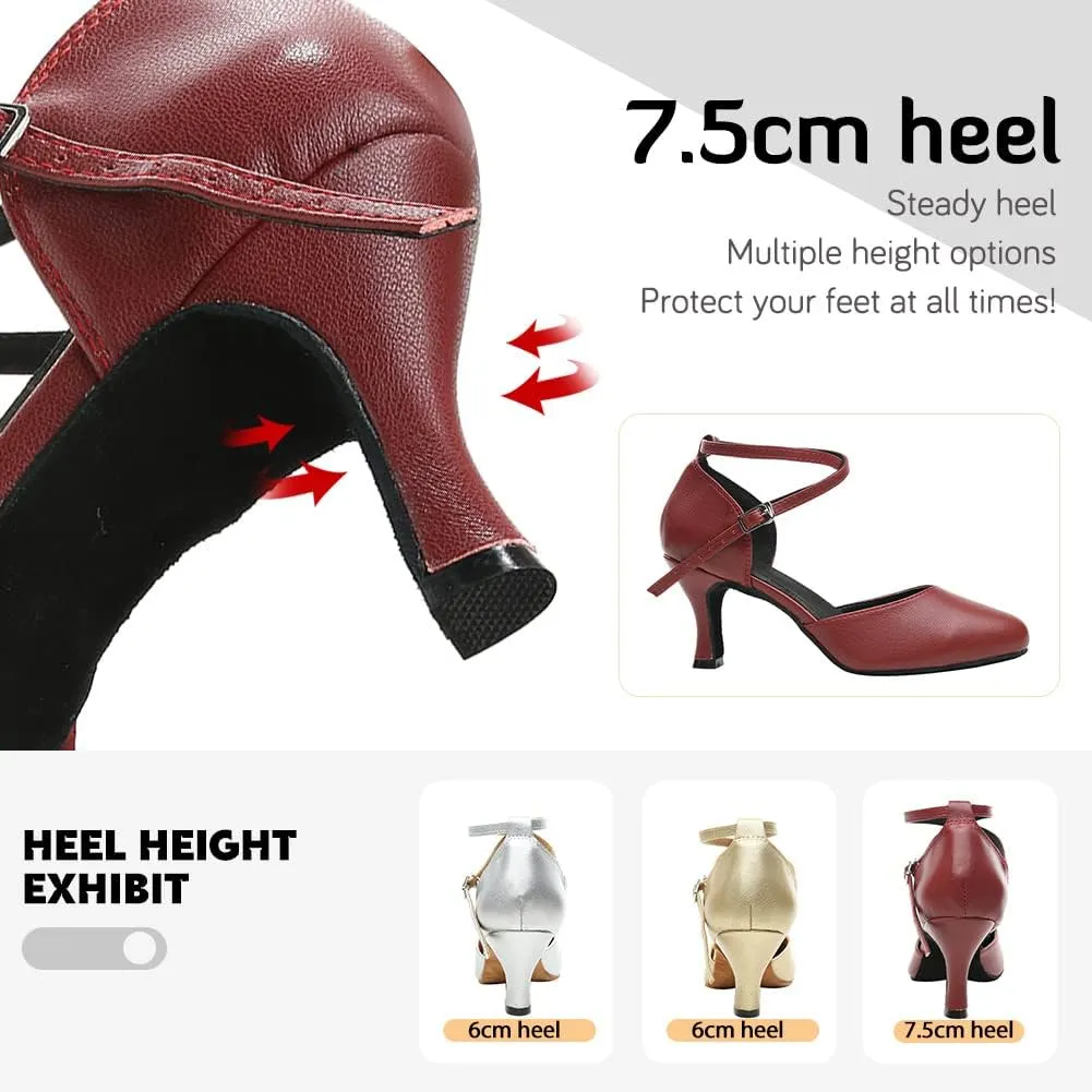Women Latin Ballroom Dance Shoes Closed Toe Character Salsa Waltz Tango Dance Performance Shoes,Model L246