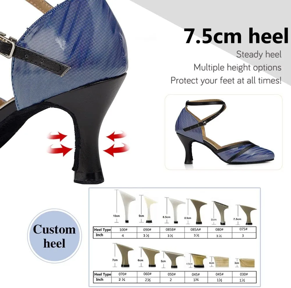 Women Latin Ballroom Dance Shoes Closed Toe Character Salsa Waltz Tango Dance Performance Shoes,Model L246