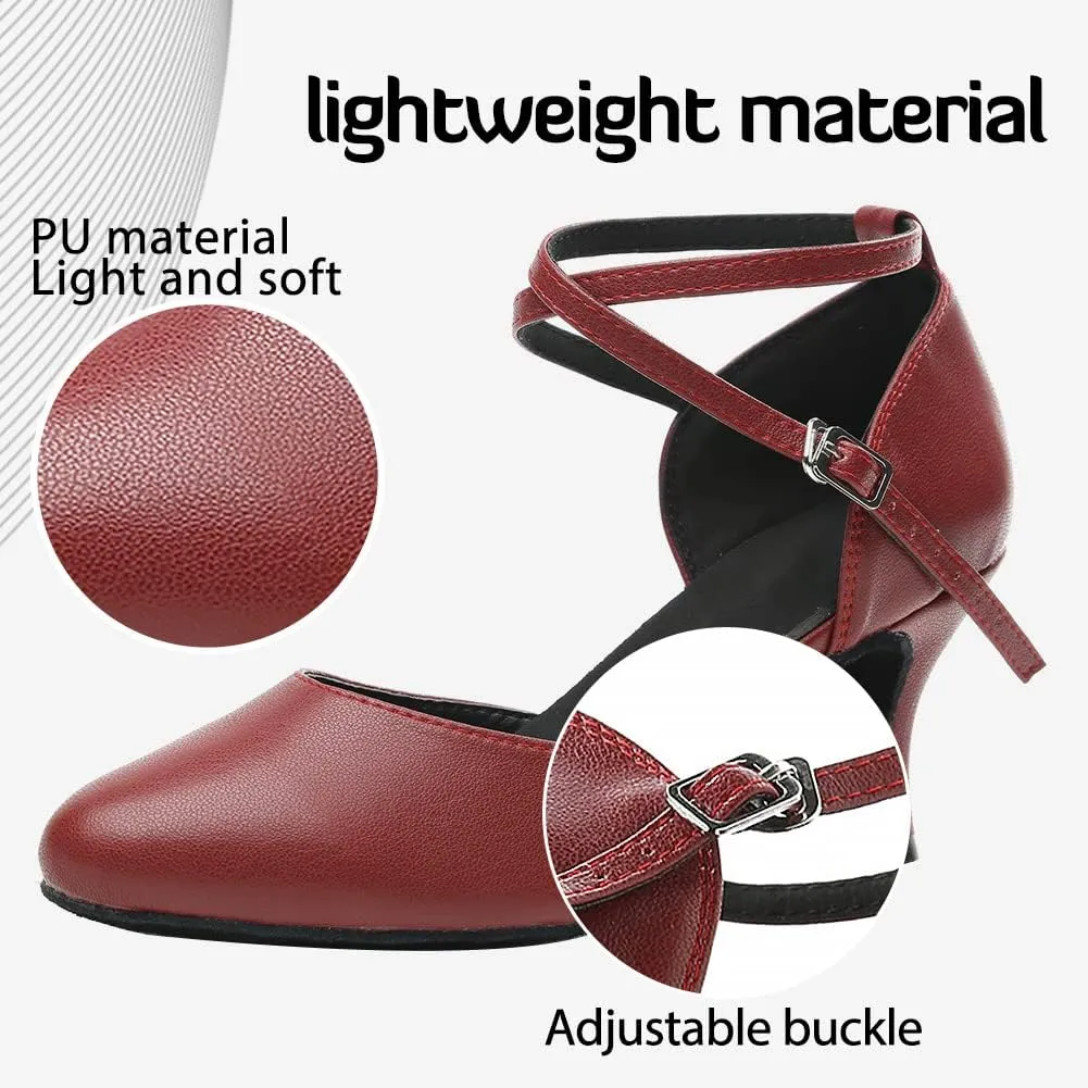 Women Latin Ballroom Dance Shoes Closed Toe Character Salsa Waltz Tango Dance Performance Shoes,Model L246
