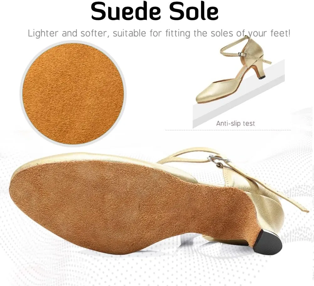 Women Latin Ballroom Dance Shoes Closed Toe Character Salsa Waltz Tango Dance Performance Shoes,Model L246