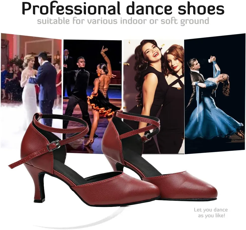 Women Latin Ballroom Dance Shoes Closed Toe Character Salsa Waltz Tango Dance Performance Shoes,Model L246
