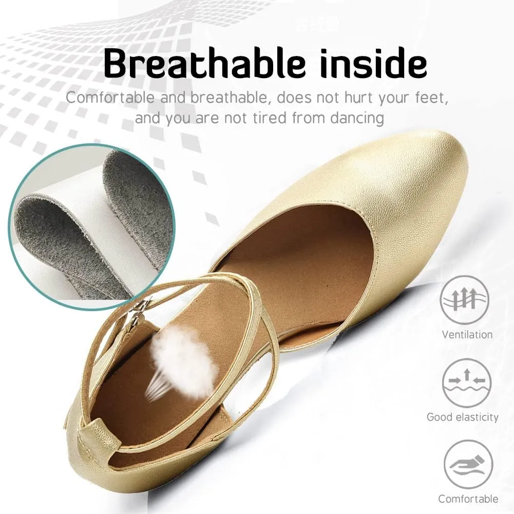 Women Latin Ballroom Dance Shoes Closed Toe Character Salsa Waltz Tango Dance Performance Shoes,Model L246