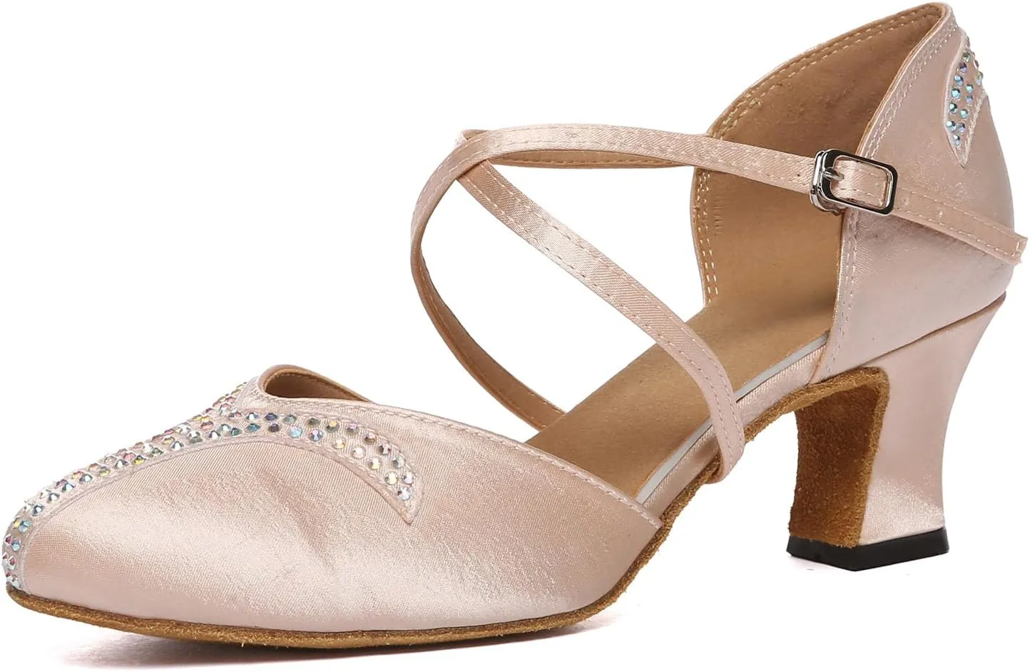 Women Latin Dance Shoes Stain Salsa Tango Ballroom Dancing Shoes Rhinestone Character Shoes