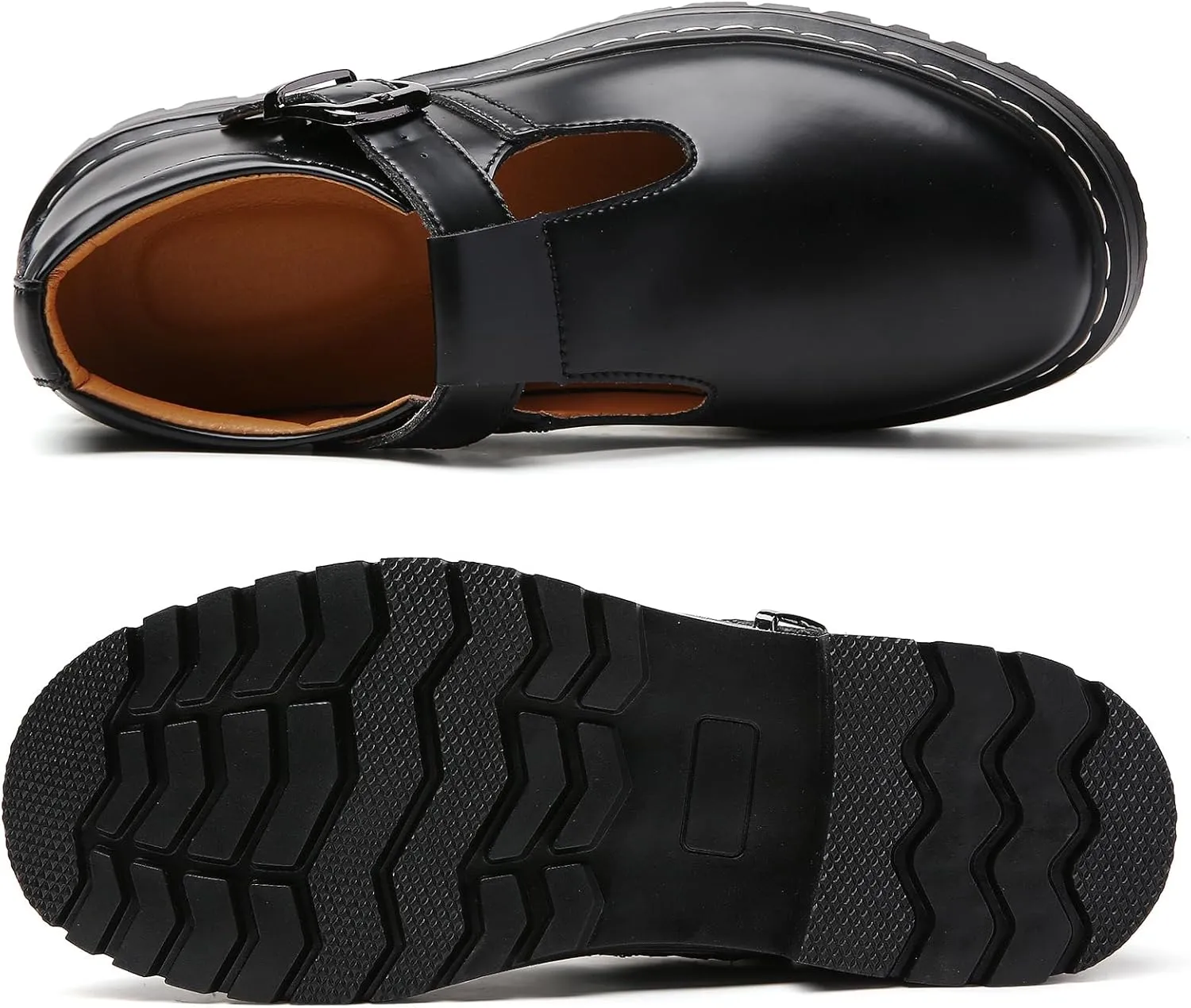 Women Mary Jane Shoes Soft Toe Non Slip Platform Casual Faux Leather Chunky Comfortable Dress Shoes
