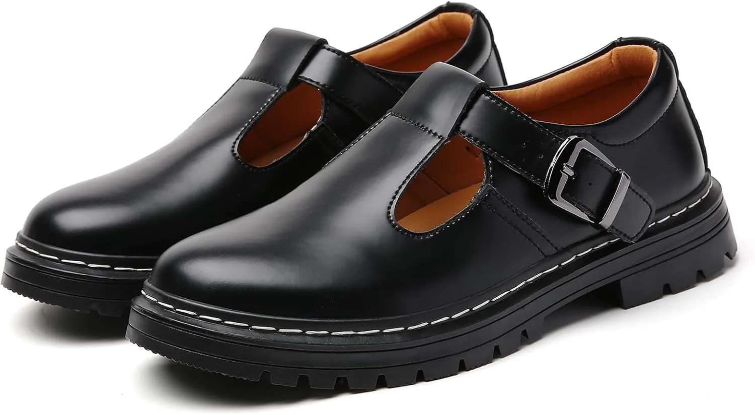 Women Mary Jane Shoes Soft Toe Non Slip Platform Casual Faux Leather Chunky Comfortable Dress Shoes