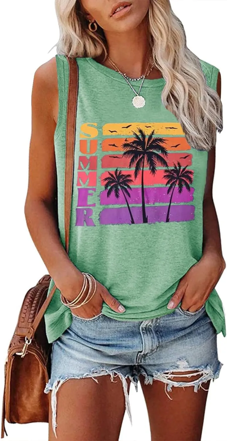 Women No One Likes A Shady Beach Tank Tops Summer Tees Funny Graphic Loose Sleeveless Novelty Holiday Shirt