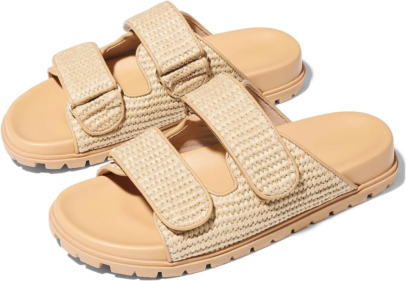 Women Platform Raffia Sandals Open Toe Woven Straw Espadrille Slippers Summer Beach Slippers