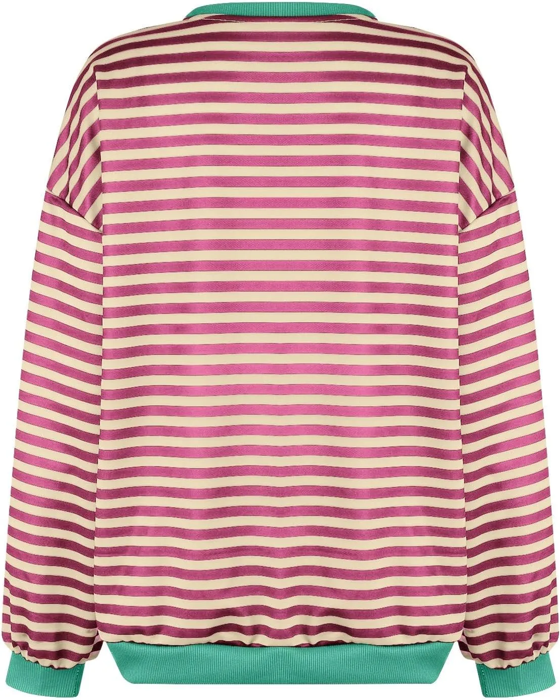 Women Striped Sweatshirts Colors Block Oversized Sweatshirt with Pockets Crewneck Sweatshirt Loose Pullover Sweaters